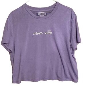 Athletika Couture Lavender Crew Neck Crop Top "Never Settle" Sz M